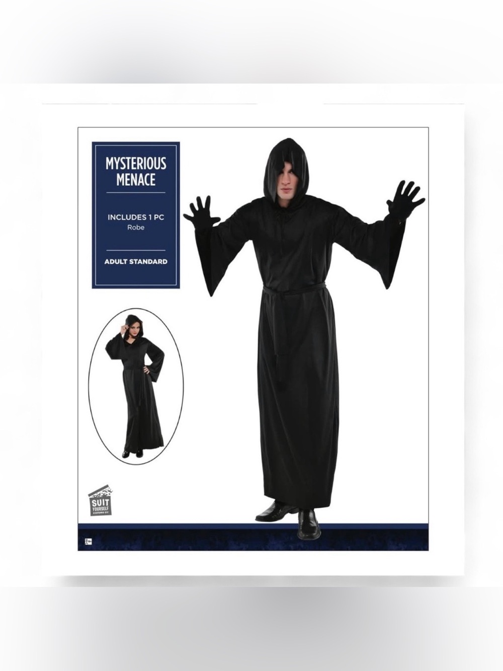 Mysterious Menace Black Horror Robe Adult Costume
